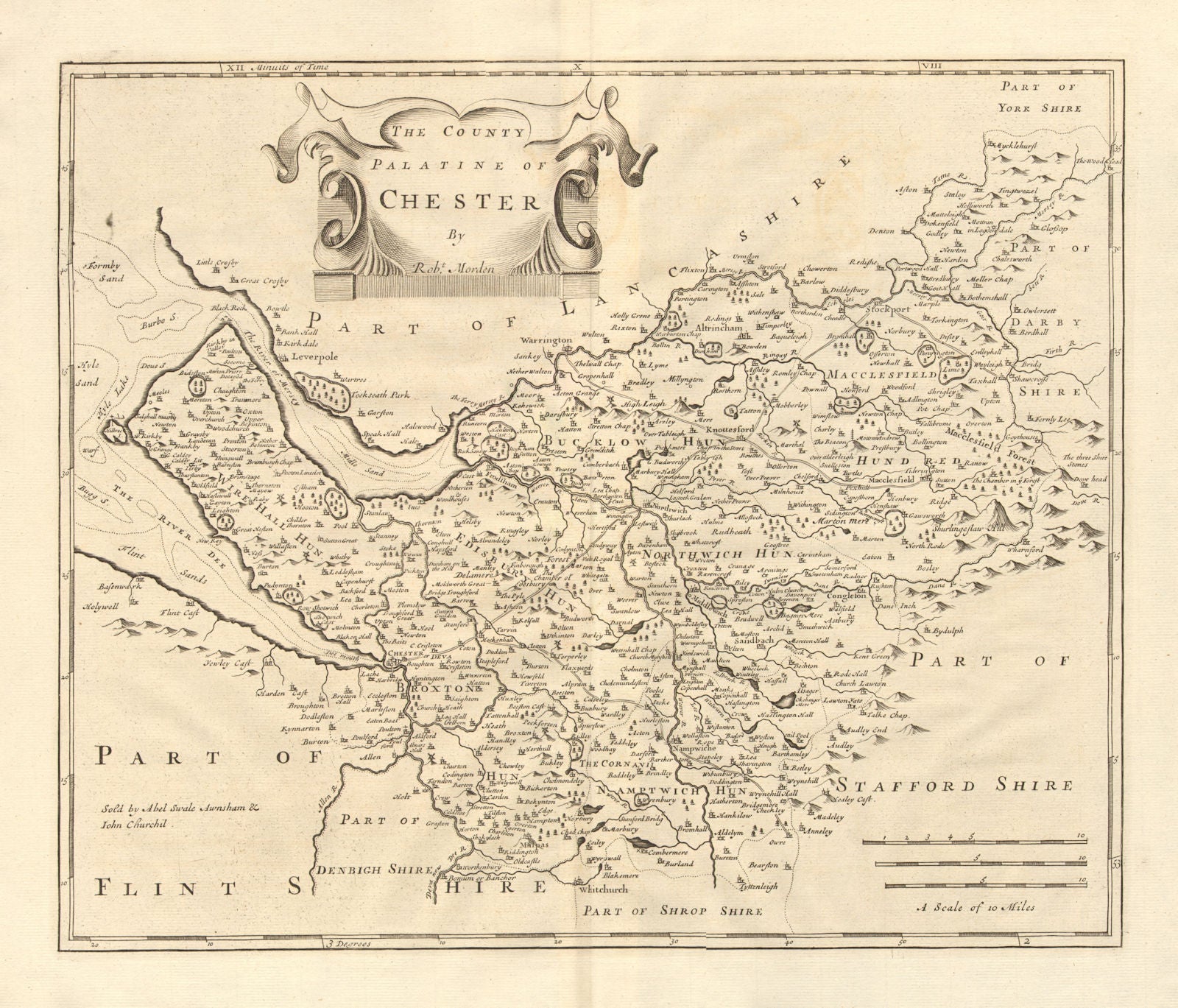 Cheshire.'COUNTY PALATINE OF CHESTER' ROBERT MORDEN Camden's Britannia 1772 map